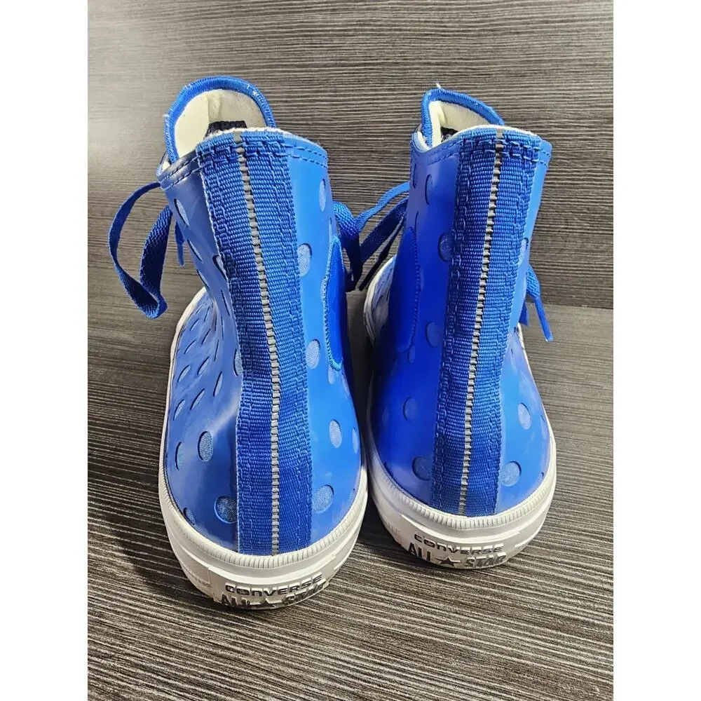 Converse Lunarlon Hi Top M8 W10 Blue Polka Dot Shoe Chuck Taylor Water Repellent
